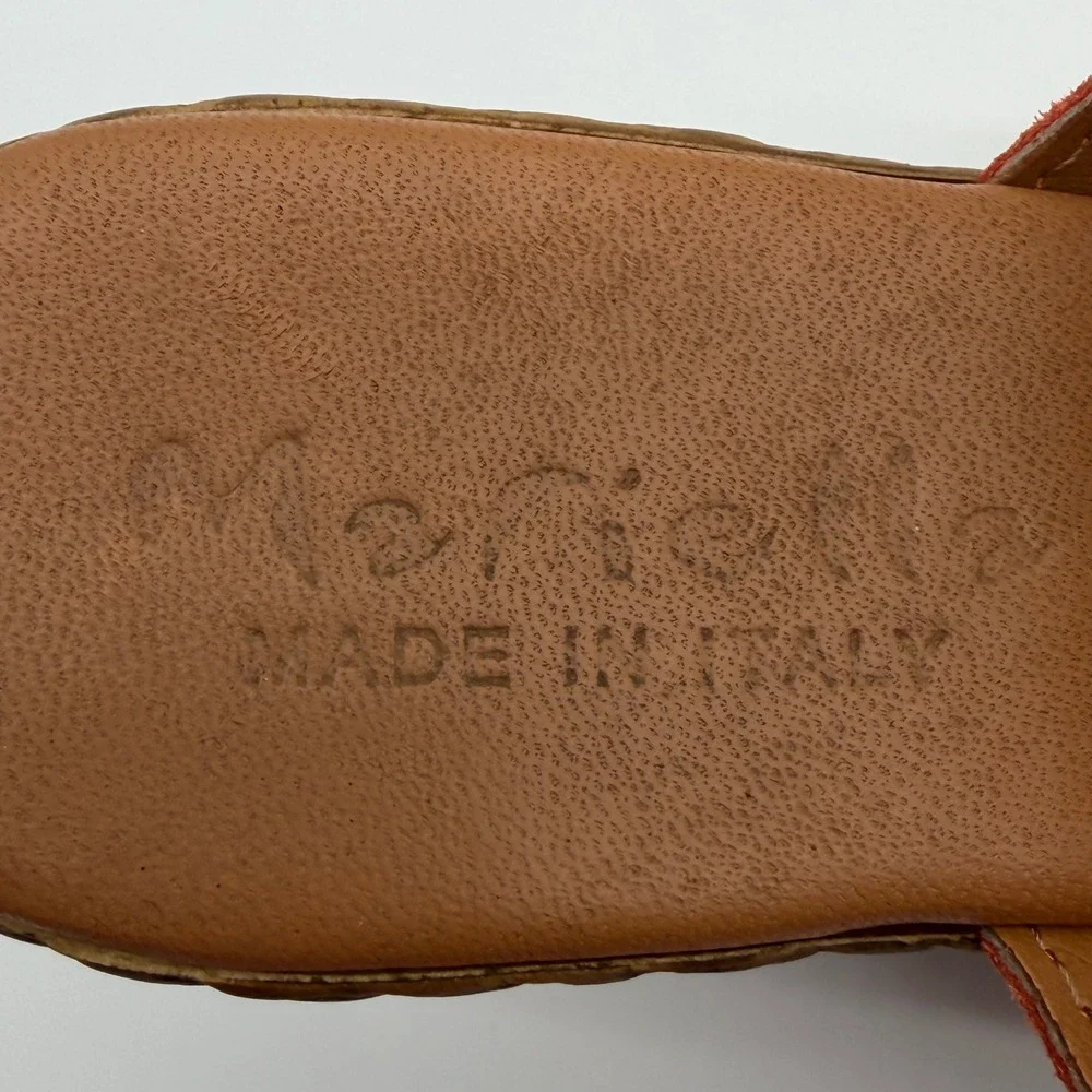 Mariella‎ Italy Orange Suede H-Cutout Rope Platform Wedge Sandals Womens 38